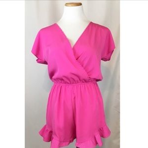 Hot Pink V-Neck Romper